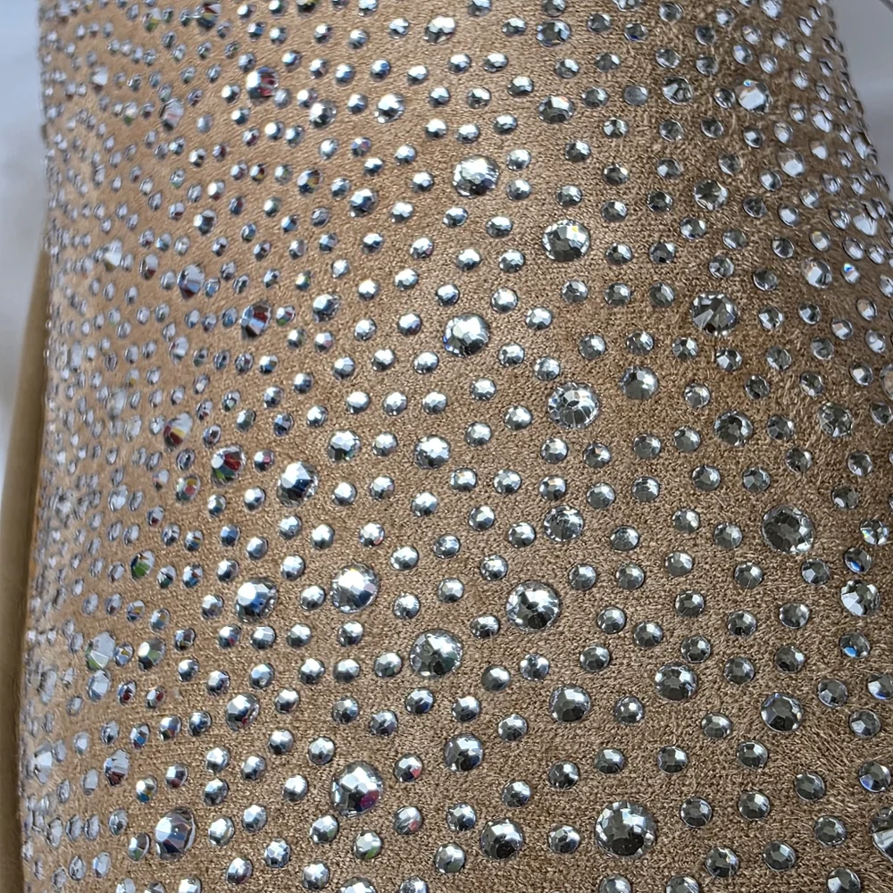 Beige Missy Boots Bling Platform Booties Memory Foam Rhinestone  Wild Fable